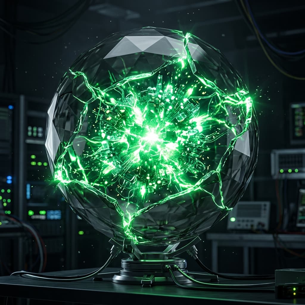 A faceted sphere splitting around a central core